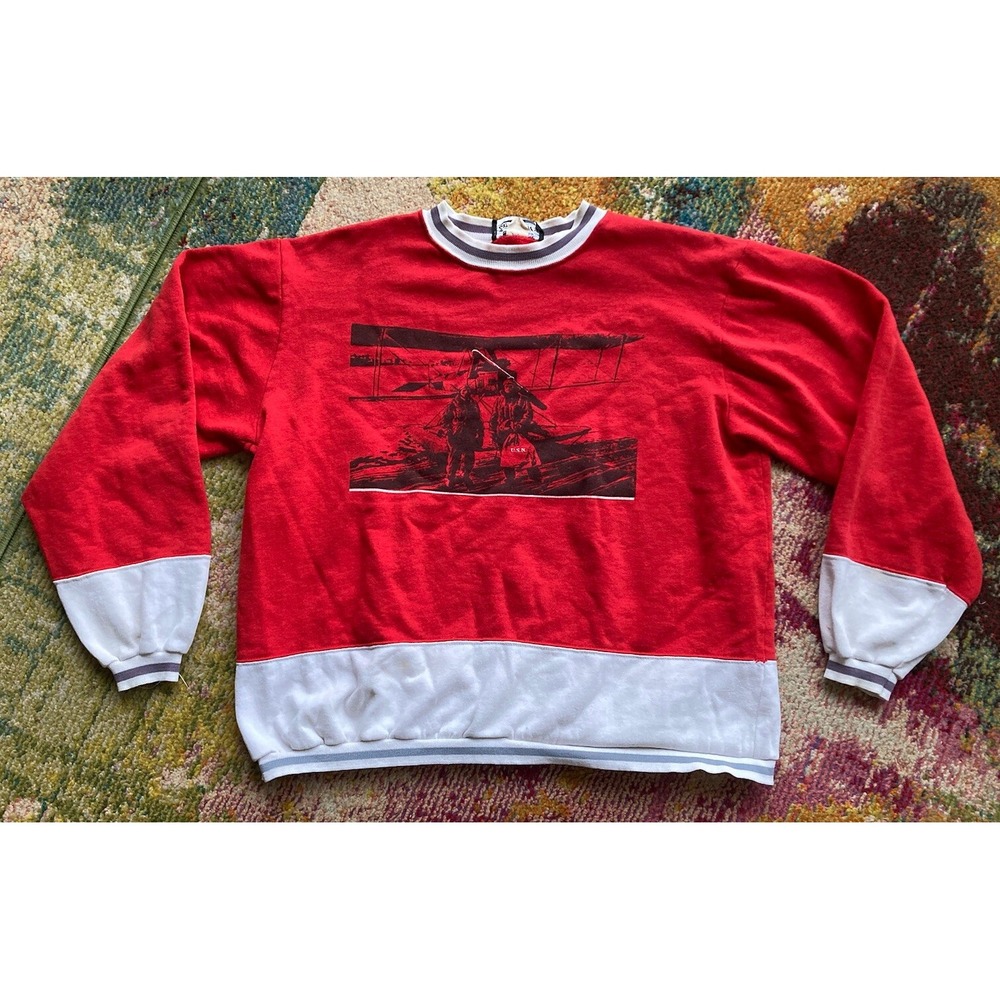 VTG US NAVY Pullover Sweatshirt Mens XL Red Armed Forces Military USA Made
